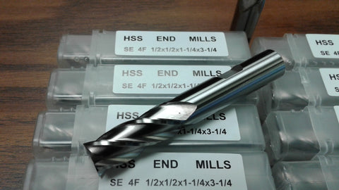 20pcs 1/2" 4 Flute S/E Premium M2 HSS end mills,center-cutting#1009F-New