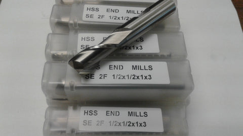 10pcs 1/2" 2 Flute S/E Premium M2 HSS(high speed steel) end mills #1011D-New