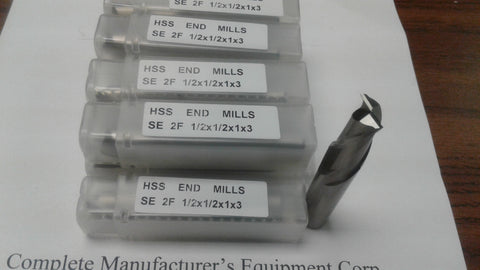 10pcs 1/2" 2 Flute S/E Premium M2 HSS(high speed steel) end mills #1011D-New