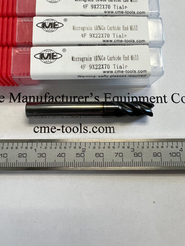 5pcs 9mm Metric Carbide End Mills 9x22x70mm Tialn Coated 4 Flt S/E #1006-TN-M09