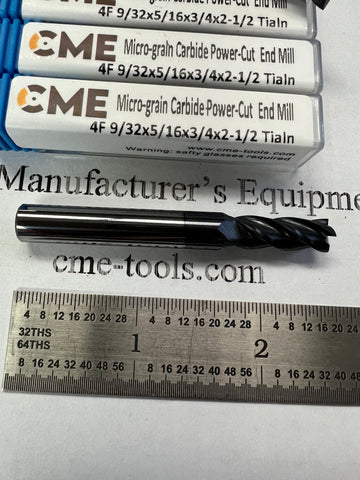 5pcs 9/32” Solid Carbide Square End Mills, 4 Flute, TiAlN Coated, 1006-TN-932