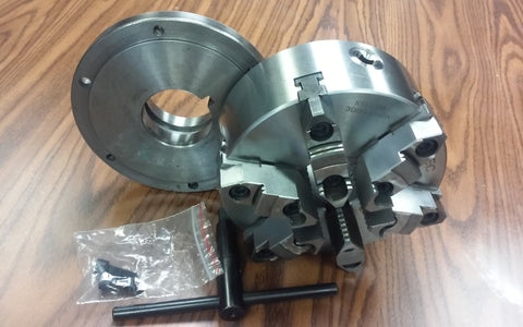 8" 6-JAW SELF-CENTERING LATHE CHUCK w. top&bottom jaws, L0 adapter back plate