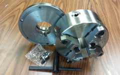 8" 4-Jaw Self-Centering Lathe Chuck top&bottom jaws w. L0 adapter plate-new
