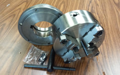 8"  4-Jaw Self-Centering Lathe Chuck top&bottom jaws w. L1 adapter plate-new