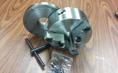 6" 3-jaw self-centering chuck with top&bottom jaws w. 2-1/4" adaptor plate