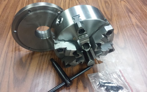 8"  6-jaw self-centering lathe chuck top&bottom jaws w. 2-1/4"-8 adapter plate