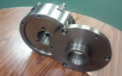 8"  6-jaw self-centering lathe chuck top&bottom jaws w. 2-1/4"-8 adapter plate