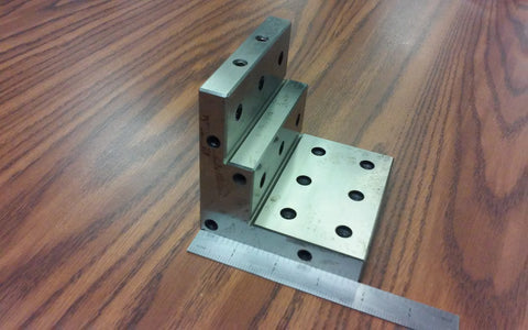 ANGLE PLATE 4x4x4" stepped,Precision Ground w. tapped holes 0.0002" #PGAP-4-IN