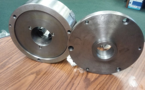 10" - 4 jaw self-centering precision lathe chuck w. 2-1/4"-8 back mounting adapter