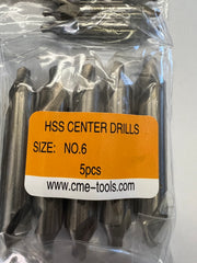 10pcs #6 center drills M2 HSS 7/32x1/2x3" #530-600