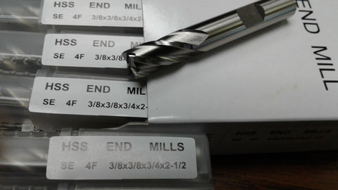 20pcs 3/8" 4 Flute S/E Premium M2 HSS end mills,center-cutting#1009C-New