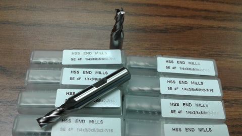 20pcs 1/4" 4 Flute S/E Premium M2 HSS end mills,center-cutting#1009D-New