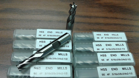 20pcs 5/16" 4 Flute S/E Premium M2 HSS end mills,center-cutting#1009E-New