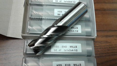 10pcs 1" 4 Flute S/E Premium M2 HSS end mills,center-cutting#1009I--new