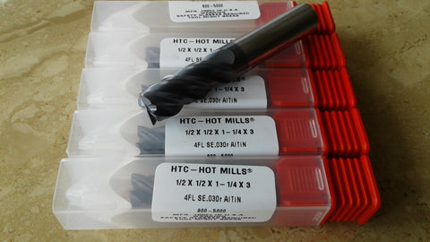 5pcs High performance 4-flute variable indexed 1/2" Carbide HOT Mills Tialn coated- made in USA