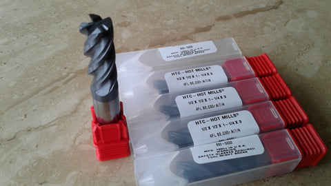 5pcs High performance 4-flute variable indexed 1/2" Carbide HOT Mills Tialn coated- made in USA