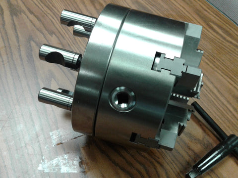 8" 6-JAW SELF-CENTERING LATHE CHUCK w. top&bottom jaws, D1-6 adapter back plate