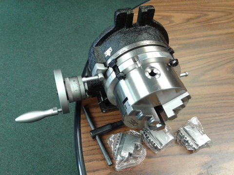 6" HORIZONTAL & VERTICAL ROTARY TABLE w. adapter & 3-jaw chuck,#IN-TSL6-C5-new