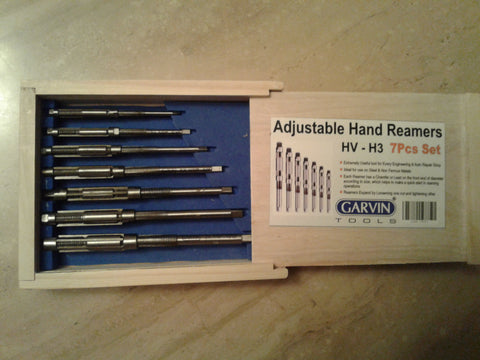 7pcs/set Adjustable Hand Reamers, 8/A-2/A, HV-H3,1/4" to 15/32", HSS #515-ADJ7-New