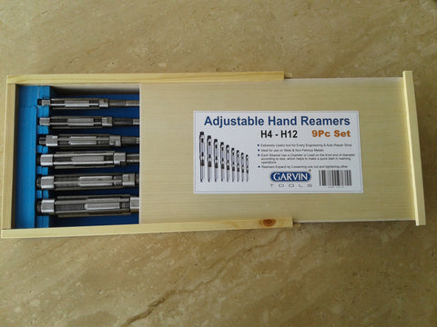 9 pcs/set Adjustable Hand Reamers A-I, H4-H12, 15/32" to 1-3/16", HSS #515-ADJ9