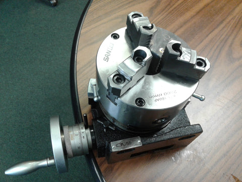 6" HORIZONTAL & VERTICAL ROTARY TABLE w. 6" 3-jaw chuck front mount,#TSL6-3-slot