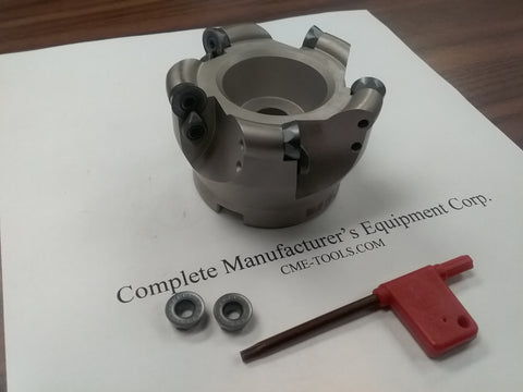 3" face mill, R200 milling cutter, w. 5 Sandvik RCKT1204 round inserts #506-R200-3-new