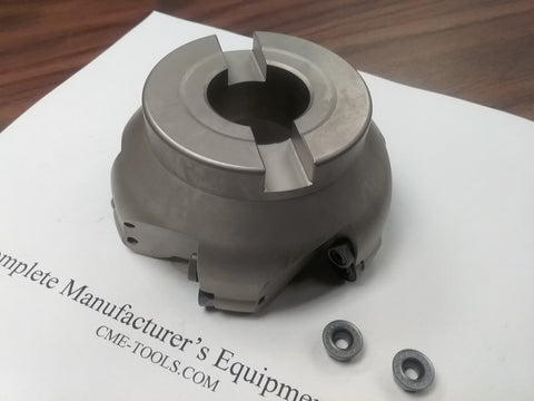 4" face mill, R200 milling cutter, w. 6 Sandvik RCKT1204 round inserts #506-R200-4-new
