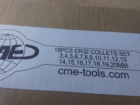 18pcs/set ER32 metric collet SET 3mm - 20mm step 1mm, TIR 0.008mm #ER32-SET18M