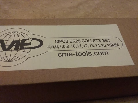 13pcs ER25 metric collet set, collets 4mm - 16mm, 0.008mm TIR #ER25-SET13M-NEW