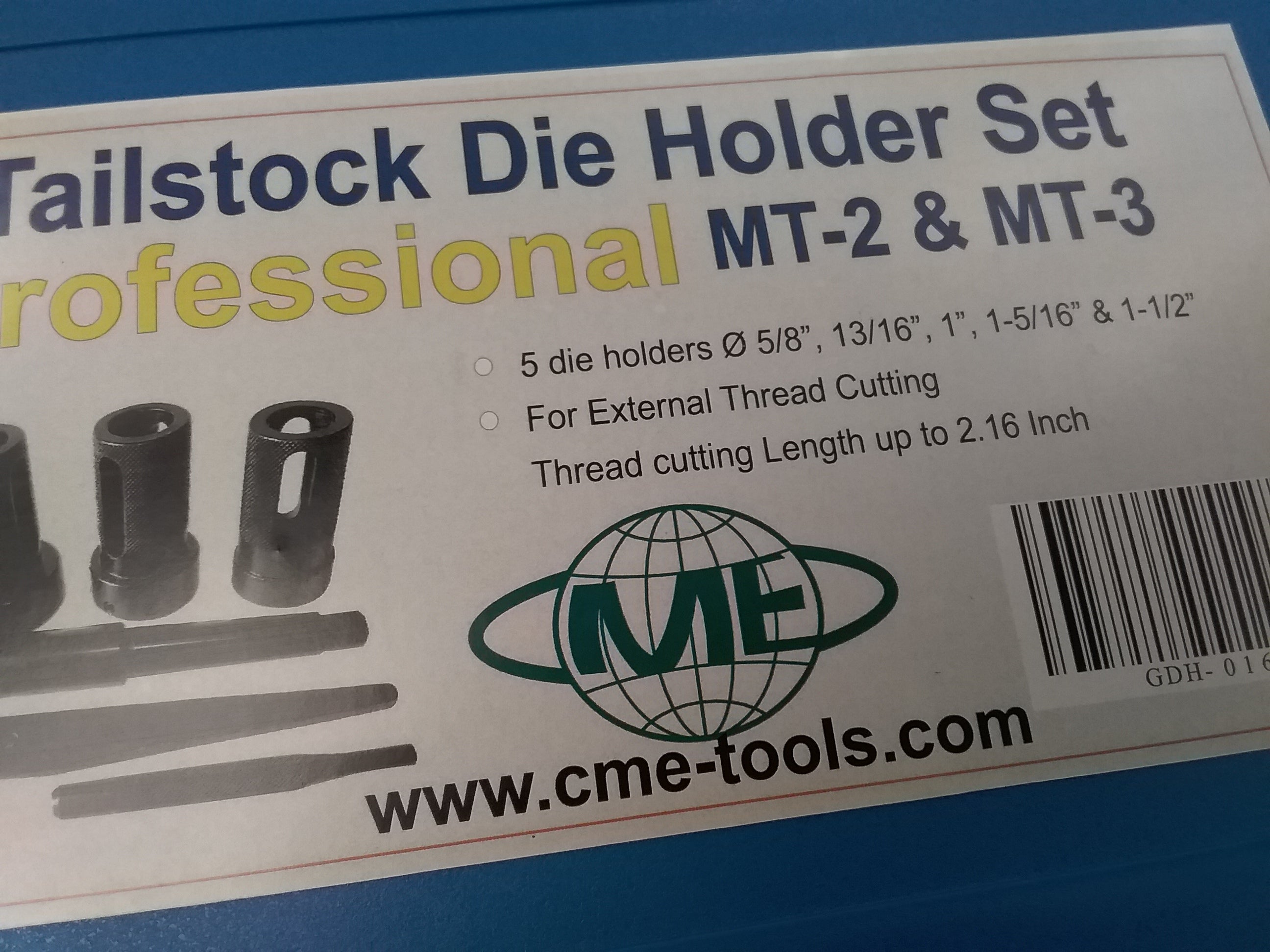 Tailstock Die Holder Set MT2 & MT3, External thread cut, 5 holders