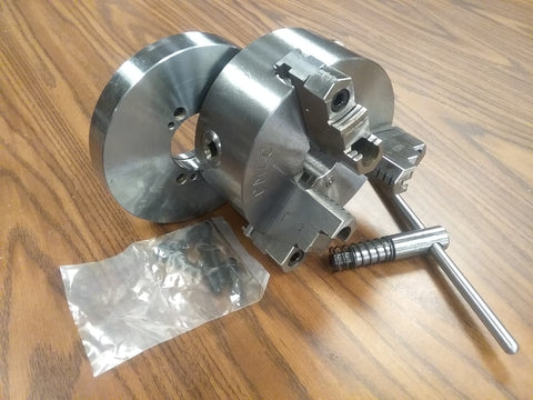6" 3-JAW SELF-CENTERING LATHE CHUCK top-bottom jaws w D1-3 semi-finished adapter