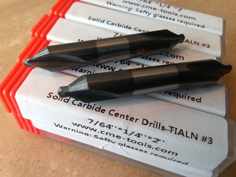 10pcs solid carbide Tialn coated #3 center drills 7/64x1/4x2" #530-CTN-3