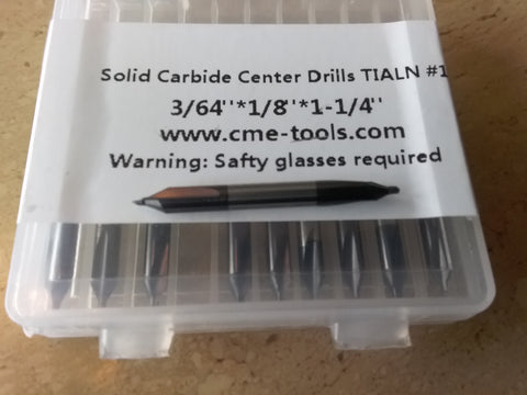 10pcs solid carbide Tialn coated #1 center drills 3/64x1/8x1-1/4" #530-CTN-1