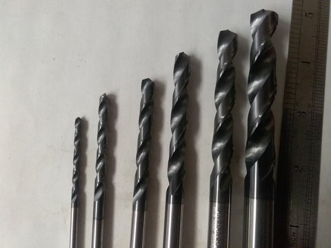 6 solid carbide Tialn coated Jobber Drill 1/8,3/16,1/4,5/16,3/8,1/2" 118° point