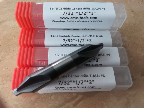 5pcs solid carbide Tialn coated #6 center drills 7/32x1/2x3" #530-CTN-6