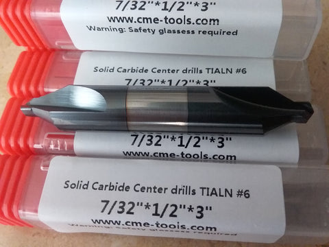 5pcs solid carbide Tialn coated #6 center drills 7/32x1/2x3" #530-CTN-6