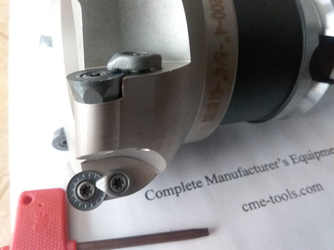 4" face mill R200, w. 6 Sandvik RCKT1204 Round inserts, BT40 arbor#506-R200-4