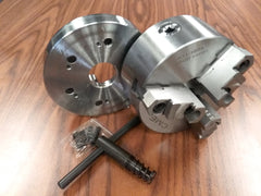 6" 3-JAW SELF-CENTERING CHUCK top-bottom jaws w D1-5, D5 semi-finished adapter