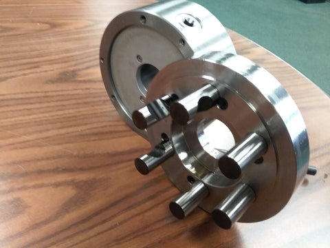 6" 3-JAW SELF-CENTERING CHUCK top-bottom jaws w D1-5, D5 semi-finished adapter