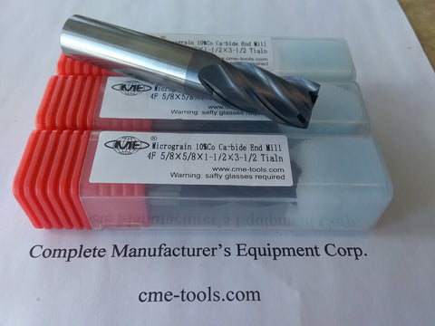 3pcs 5/8" Tialn coated solid Carbide End Mills 4 Flt general machining #GM1006