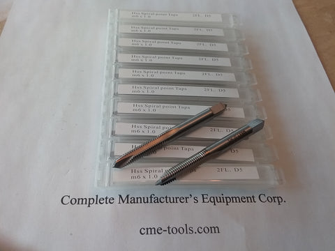 10 pcs Metric Spiral Point Taps M6x1.0 - 6mm x 1.0mm, M2 HSS 2 flute