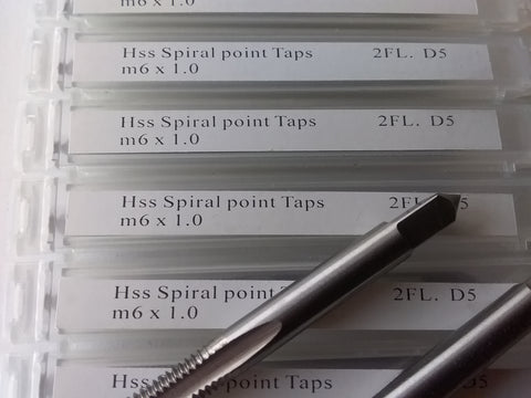 10 pcs Metric Spiral Point Taps M6x1.0 - 6mm x 1.0mm, M2 HSS 2 flute