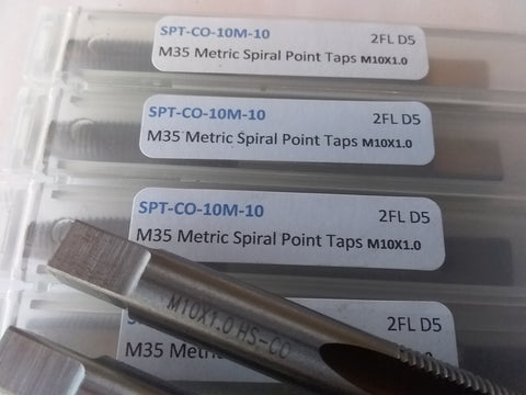 5 pcs Metric Spiral Point Taps M10x1.0- 10mmx1.0mm M35 HSS+5%cobalt 2 flute D5