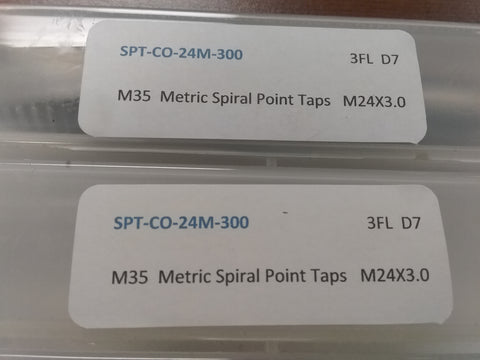 2 pcs Metric Spiral Point Taps M24x3, 24mmx3mm M35 HSS+5%cobalt 3 flute D7