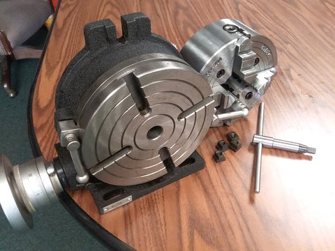 8" HORIZONTAL & VERTICAL ROTARY TABLE w. 8"-4 jaw independent chuck 4 T-nuts