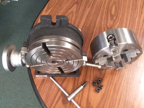 8" HORIZONTAL & VERTICAL ROTARY TABLE w. 8"-4 jaw independent chuck 4 T-nuts