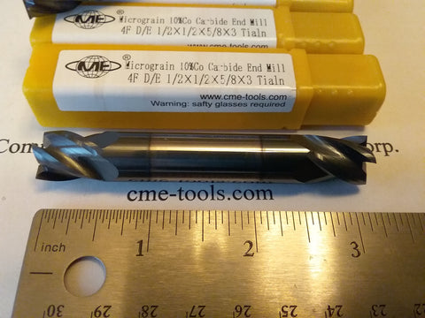 5pcs 1/2" double end Solid Carbide End Mills Tialn Coated 4 flute 1006-TDE-12