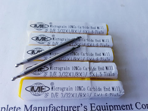 5pcs 3/32" double end Carbide End Mills 2 flute Cut Aluminium 1006-TDE-332F2