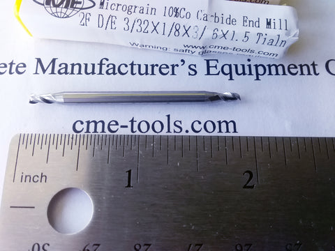 5pcs 3/32" double end Carbide End Mills 2 flute Cut Aluminium 1006-TDE-332F2