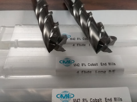 5/8x2-1/2x4-5/8" M42 8% cobalt end mills long length 5pcs #1009-CO-58L-new